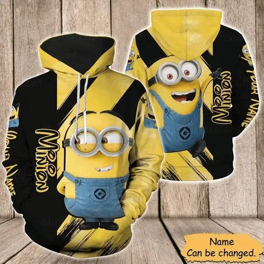 Minions Cute 3D, Funny Minion Hoodie 3D