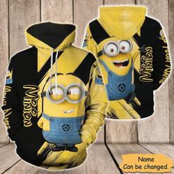Minions Cute 3D, Funny Minion Hoodie 3D