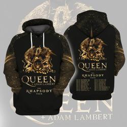 Vintage Queen Adam Lambert 3D Hoodie, The Rhapsody Tour 2023