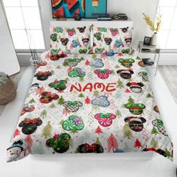 Personalized Christmas Mickey Quilt Bedding Set Gift For Your Girlfriend Boyfriend Gift For Love Gift For Friend Best Valentine Present Holiday Gift