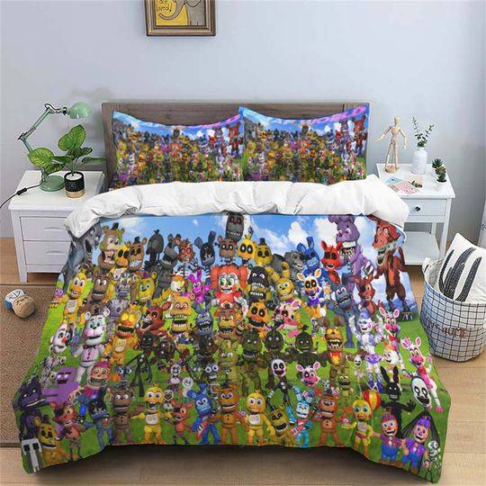 FNaF World Bedding Set Gift For Your Girlfriend Boyfriend Gift For Love Gift For Friend Best Valentine Present Holiday Gift