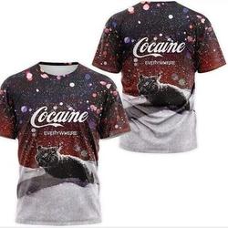 Snow Cat Cocaine Everywhere 3D T-shirt Meaningful Gift For Family Gift For Boyfriend Valentine Gift