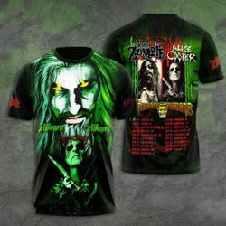 Rob Zombie and Alice Cooper Freaks on Parade 2023 Tour 3D Shirt Meaningful Gift For Family Gift For Boyfriend Valentine Gift