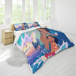 Disney Stitch Printing Three Piece Printed Fashion Pattern Bedding Set Gift For Your Girlfriend Boyfriend Gift For Love Gift For Friend Best Valentine Present Holiday Gift