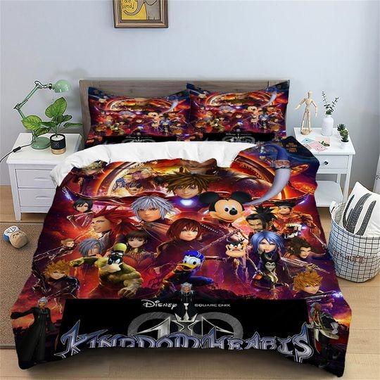 Disney Kingdom Hearts III Bedding Three Piece Duvet Cover Set Gift For Your Girlfriend Boyfriend Gift For Love Gift For Friend Best Valentine Present Holiday Gift