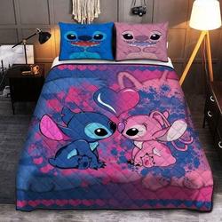 Stitch And Lilo Love Quilt Bed Set Gift For Your Girlfriend Boyfriend Gift For Love Gift For Friend Best Valentine Present Holiday Gift