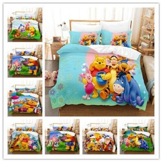 Winnie the Pooh Collection Single/Double/King Bed Quilt Cover Set Gift For Your Girlfriend Boyfriend Gift For Love Gift For Friend Best Valentine Present Holiday Gift
