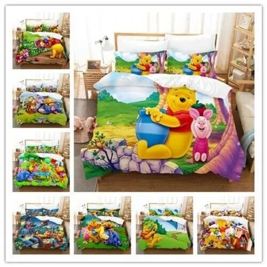 Winnie the Pooh Collection Single/Double/King Bed Quilt Cover Set Gift For Your Girlfriend Boyfriend Gift For Love Gift For Friend Best Valentine Present Holiday Gift