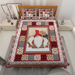 Vintage Gnomes Christmas Bedding set, Retro Timber Gnomies BlanketGift For Your Girlfriend Boyfriend Gift For Love Gift For Friend Best Valentine Present Holiday Gift