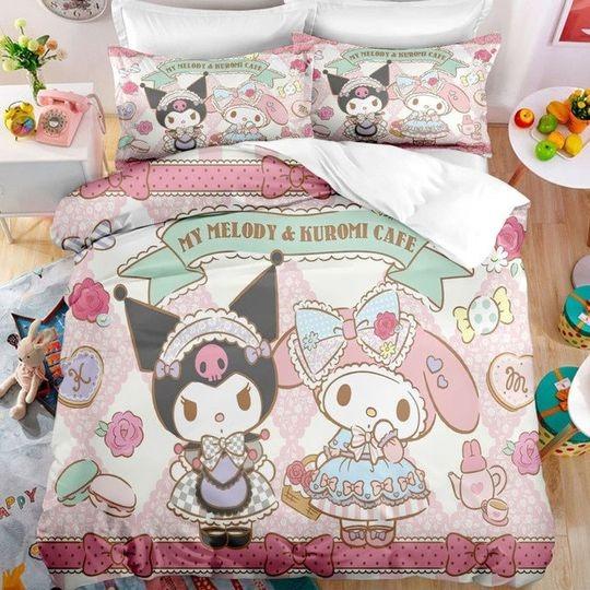 My Melody and Kuromi Duvet, Kawaii Cartoon Bedding Set Gift For Your Girlfriend Boyfriend Gift For Love Gift For Friend Best Valentine Present Holiday Gift
