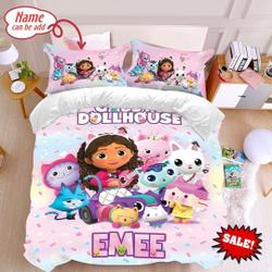 Gabby's Dollhouse Cats Personalized Bedding Set, Gabby's Dollhouse Bed Set Gift For Your Girlfriend Boyfriend Gift For Love Gift For Friend Best Valentine Present Holiday Gift