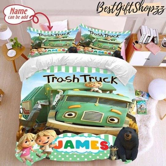 Trash Truck Blanket, Personalized Trash Truck Quilt Blanket, Trash Truck Bedding Set Gift For Your Girlfriend Boyfriend Gift For Love Gift For Friend Best Valentine Present Holiday Gift