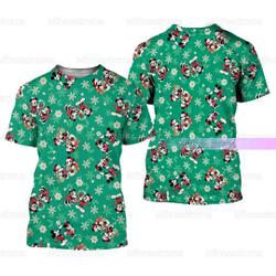 Christmas Mickey And Minnie Shirt, Mickey Unisex 3D Tshirt Meaningful Gift For Family Gift For Boyfriend Valentine Gift