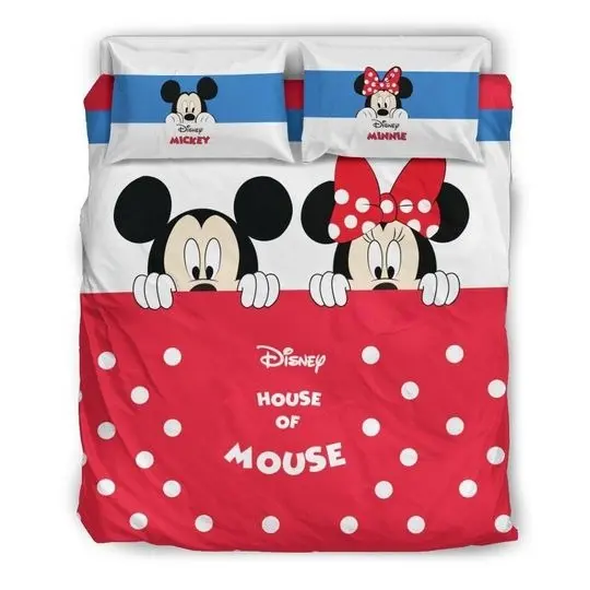 Mickey & Minnie DN Bedding Set, Disney Christmas Bedding Set Gift For Your Girlfriend Boyfriend Gift For Love Gift For Friend Best Valentine Present Holiday Gift