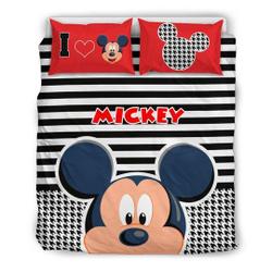 Mickey Head Bedding Set, Disney Christmas Bedding Set Gift For Your Girlfriend Boyfriend Gift For Love Gift For Friend Best Valentine Present Holiday Gift