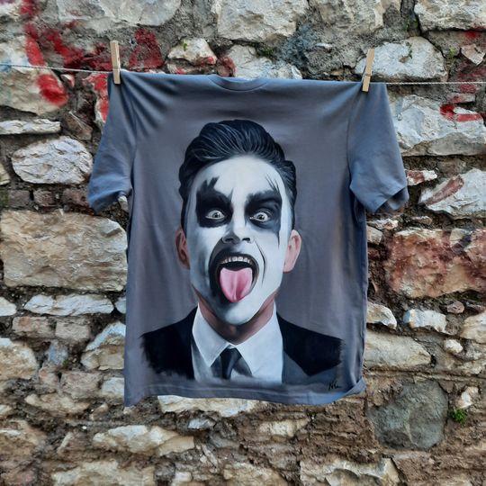 Robbie Williams Handpainted tshirt Meaningful Gift For Family Gift For Boyfriend Valentine Gift