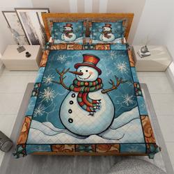 Vintage Retro Snowman Christmas Bedding Set, Christmas House, Christmas GiftGift For Your Girlfriend Boyfriend Gift For Love Gift For Friend Best Valentine Present Holiday Gift