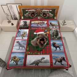 Vintage Dinosaurs Christmas Is Coming Bedding set, Christmas Gift for Dinosaur loverGift For Your Girlfriend Boyfriend Gift For Love Gift For Friend Best Valentine Present Holiday Gift
