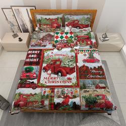 Vintage Christmas Camper Truck Bedding Set, Christmas Gifts, Christmas Home decorGift For Your Girlfriend Boyfriend Gift For Love Gift For Friend Best Valentine Present Holiday Gift