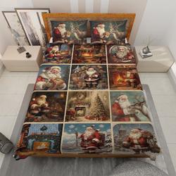 Vintage Santa Claus Patchwork Christmas Bedding set, Christmas Home Decor, Christmas GiftGift For Your Girlfriend Boyfriend Gift For Love Gift For Friend Best Valentine Present Holiday Gift