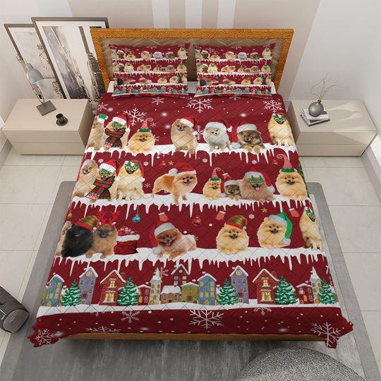 Awesome Pomeranian Dog Christmas Bedding set, Christmas Dogs, Christmas GiftGift For Your Girlfriend Boyfriend Gift For Love Gift For Friend Best Valentine Present Holiday Gift