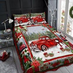 Red Truck Christmas Bed Set Gift For Your Girlfriend Boyfriend Gift For Love Gift For Friend Best Valentine Present Holiday Gift