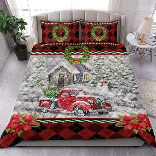 Red Truck Christmas Bedding SetsGift For Your Girlfriend Boyfriend Gift For Love Gift For Friend Best Valentine Present Holiday Gift