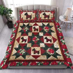 Christmas Black Scottie Christmas Quilt Bed Set HN061002DGift For Your Girlfriend Boyfriend Gift For Love Gift For Friend Best Valentine Present Holiday Gift
