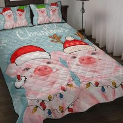 Pig Merry Christmas Bedding SetsGift For Your Girlfriend Boyfriend Gift For Love Gift For Friend Best Valentine Present Holiday Gift