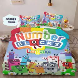 Personalized NumberBlocks Duvet Cover And Pillowcase, NumberBlocks Bedding Set Gift For Your Girlfriend Boyfriend Gift For Love Gift For Friend Best Valentine Present Holiday Gift