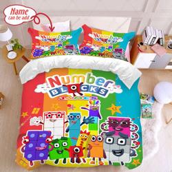 Personalized NumberBlocks Duvet Cover And Pillowcase, NumberBlocks Bedding Set Gift For Your Girlfriend Boyfriend Gift For Love Gift For Friend Best Valentine Present Holiday Gift