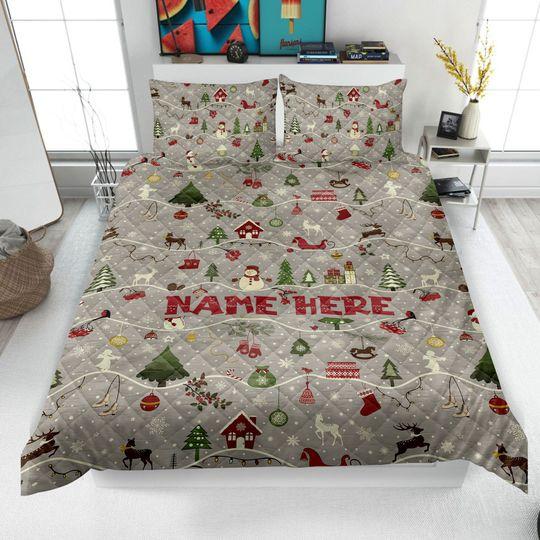 Disney Christmas Bedding Set, Xmas Disney Bedding Set Gift For Your Girlfriend Boyfriend Gift For Love Gift For Friend Best Valentine Present Holiday Gift