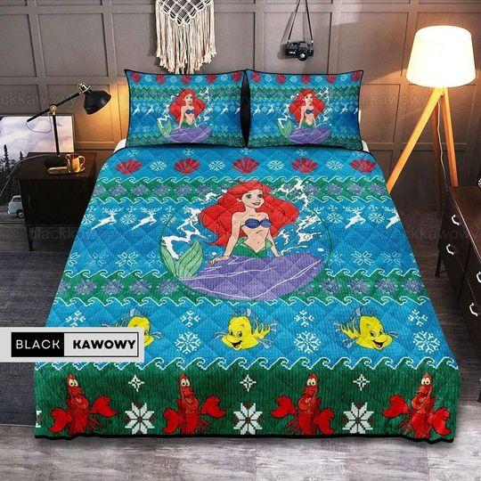 Christmas Ariel Bedding Set, The Little Mermaid Bedding Set Gift For Your Girlfriend Boyfriend Gift For Love Gift For Friend Best Valentine Present Holiday Gift