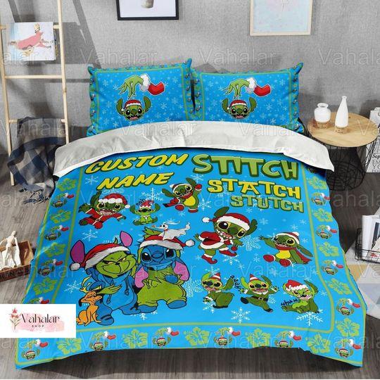 Stitch Bedding Set, Christmas Stitch Duvet Cover, Funny Stitch Bedding Set Gift For Your Girlfriend Boyfriend Gift For Love Gift For Friend Best Valentine Present Holiday Gift