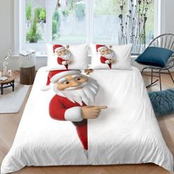 Funny Santa Claus white duvet cover, farmhouse Christmas bedding Set Gift For Your Girlfriend Boyfriend Gift For Love Gift For Friend Best Valentine Present Holiday Gift