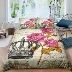 Crown Roses Bedding Set Gift For Your Girlfriend Boyfriend Gift For Love Gift For Friend Best Valentine Present Holiday Gift