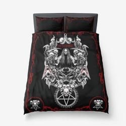 Skull Guitar Pentagram Heavy Metal Room Duvet Bedding Set Gift For Your Girlfriend Boyfriend Gift For Love Gift For Friend Best Valentine Present Holiday Gift