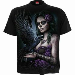 Spiral Direct DOTD RAVEN T-SHIRT/Goth/Mexican/Sugar Skull/Rock/Tee/Top Meaningful Gift For Family Gift For Boyfriend Valentine Gift