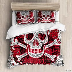 Skull  Pattern Printed Bedding Set Gift For Your Girlfriend Boyfriend Gift For Love Gift For Friend Best Valentine Present Holiday Gift