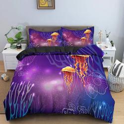 Jellyfish corals bedding purple Bedding SetsGift For Your Girlfriend Boyfriend Gift For Love Gift For Friend Best Valentine Present Holiday Gift