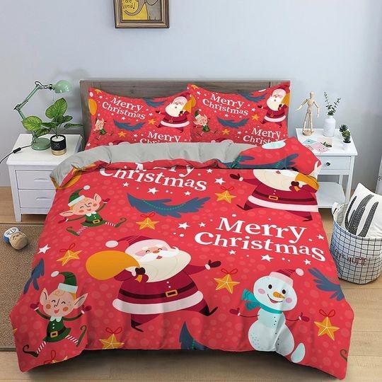 Santa Claus and snowman Bedding SetsGift For Your Girlfriend Boyfriend Gift For Love Gift For Friend Best Valentine Present Holiday Gift