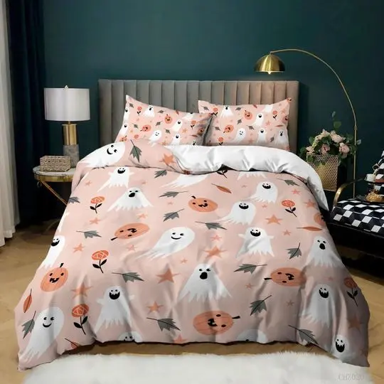 Cute halloween bedding set, ghost pumpkinGift For Your Girlfriend Boyfriend Gift For Love Gift For Friend Best Valentine Present Holiday Gift