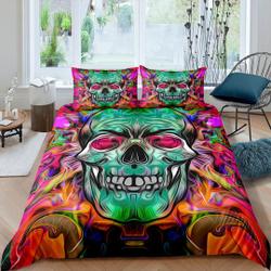 Halloween Bedding set Neon Skull ColorfulGift For Your Girlfriend Boyfriend Gift For Love Gift For Friend Best Valentine Present Holiday Gift