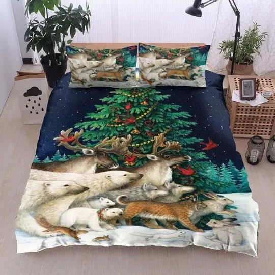 Animal Christmas Under Christmas Tree Bedding SetsGift For Your Girlfriend Boyfriend Gift For Love Gift For Friend Best Valentine Present Holiday Gift