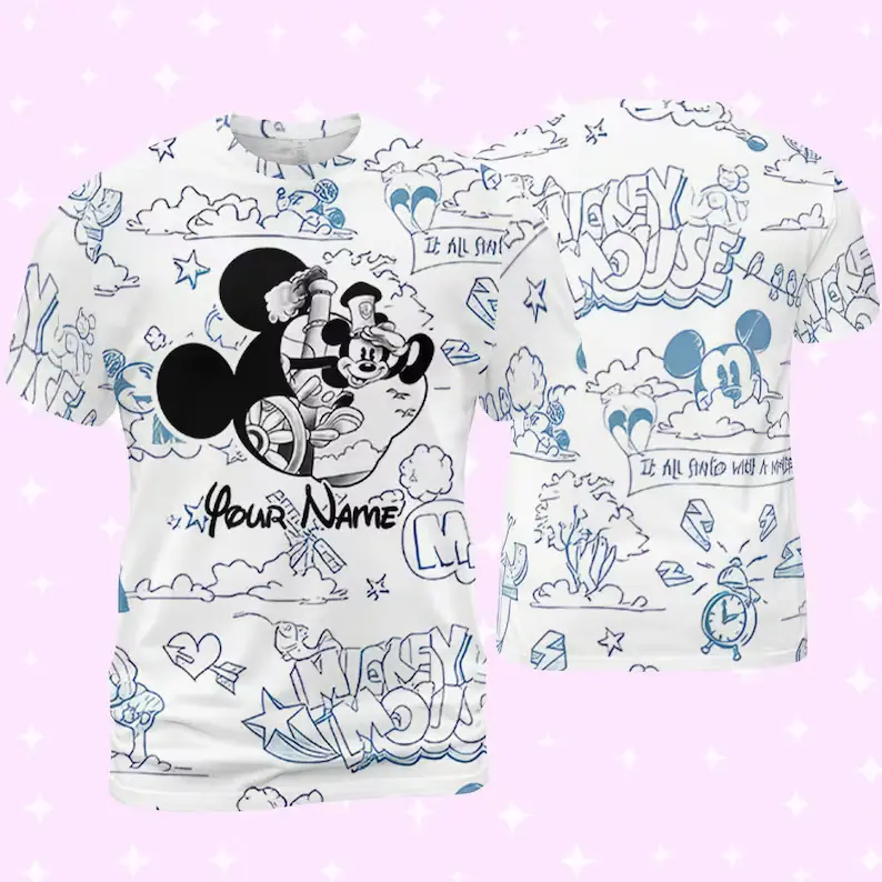 Personalized Classic Mickey White 3D T-shirt Meaningful Gift For Family Gift For Boyfriend Valentine Gift