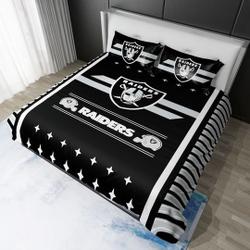 NFL Las Vegas Raiders Football Team Logo Bedding Set Gift For Your Girlfriend Boyfriend Gift For Love Gift For Friend Best Valentine Present Holiday Gift