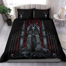 New! Skull Satanic Goat Satanic Pentagram Welcome To Hell Bedding Set Gift For Your Girlfriend Boyfriend Gift For Love Gift For Friend Best Valentine Present Holiday Gift