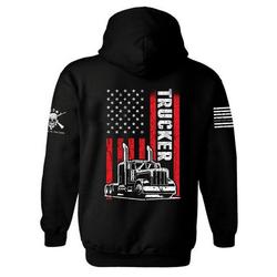 Trucker Patriotic American Flag Hoodie | Hoodie gift for Trucker Husband | American Flag 3D Hoodie