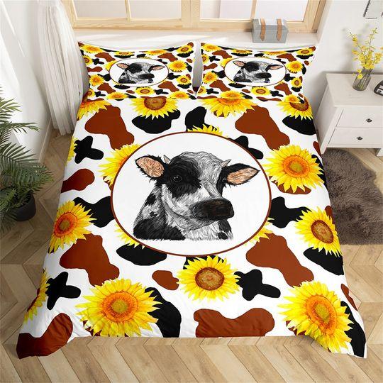 Graffiti Cow Farmhouse Bedding SetsGift For Your Girlfriend Boyfriend Gift For Love Gift For Friend Best Valentine Present Holiday Gift