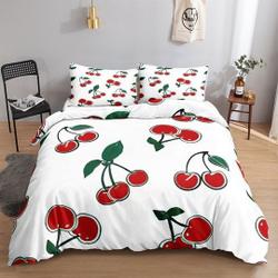 Fruit Cartoon Red Cherry Bedding Set Gift For Your Girlfriend Boyfriend Gift For Love Gift For Friend Best Valentine Present Holiday Gift
